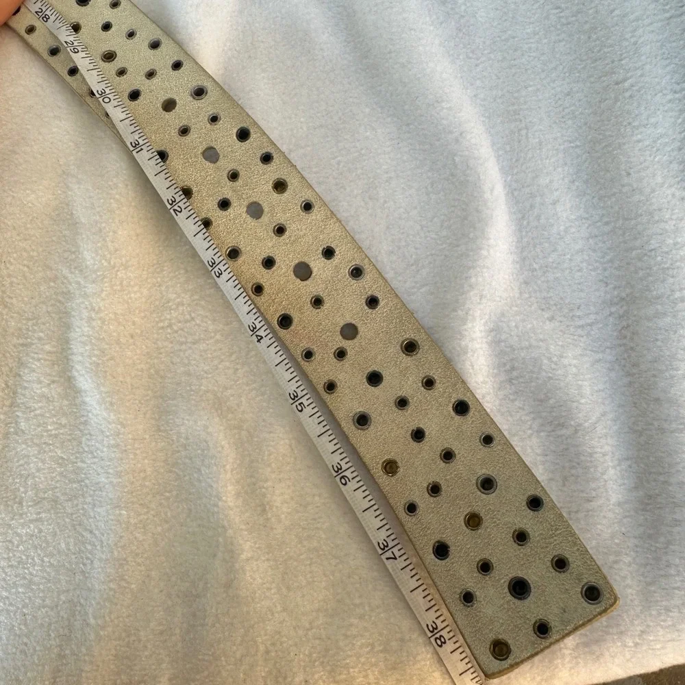 Per Se Gold Metallic Genuine Leather Studded Belt Small Glam Rock Edgy Festival